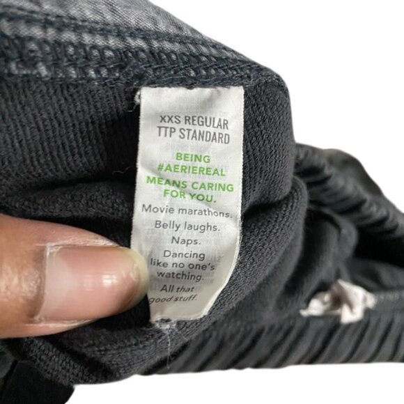 Aerie Women's Smoked Gray Me-Day Tie Waist Wide Leg Casual Pant - Picture 5 of 9